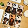 Cartoon African Black Girl Phone Case For iPhone 17, 16,15,14,13,12,11 Plus,Pro Max, Others Soft Black Cover