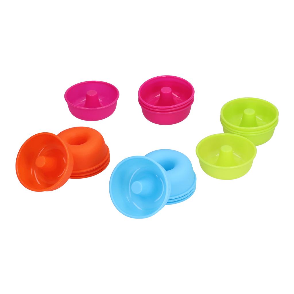 16pcs Donut Mold Bright Colors Reusable Cleanable Reliable Baking Cups for Pastries Puddings