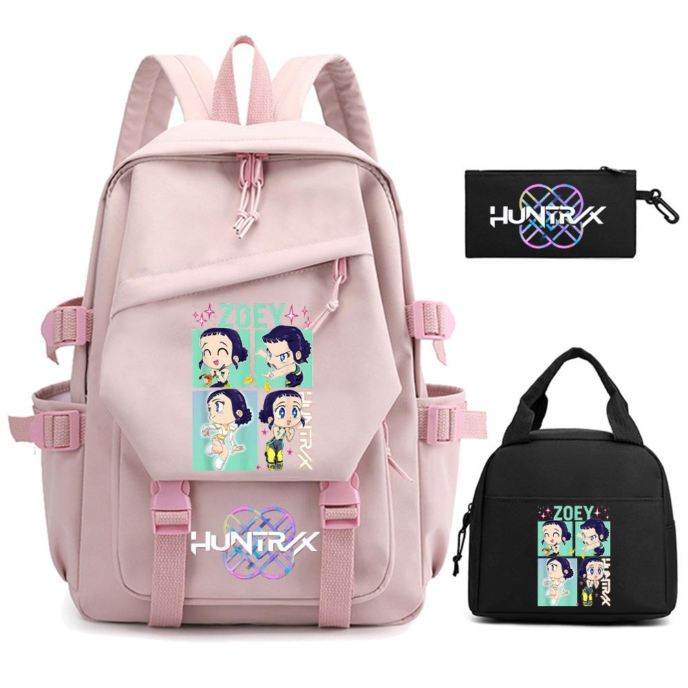 3Pcs/set K-pop Demon Hunters Printed Backpack for Teenger Boy Girl Large Capacity Schoolbag Children Student Bookbag Women Waterproof Travel Bag