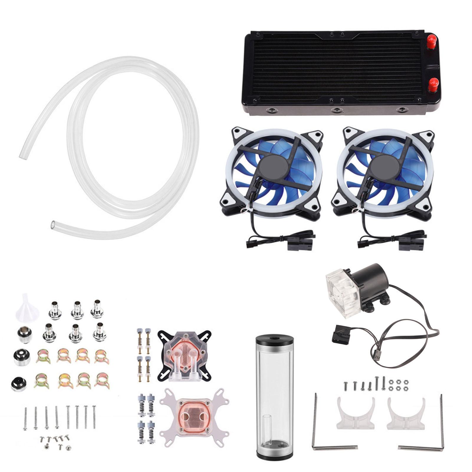 

DIY 240mm Cooler CPU GPU Block Pump Reservoir LED Fan Heat Sink Compputer Water Cooling Kit