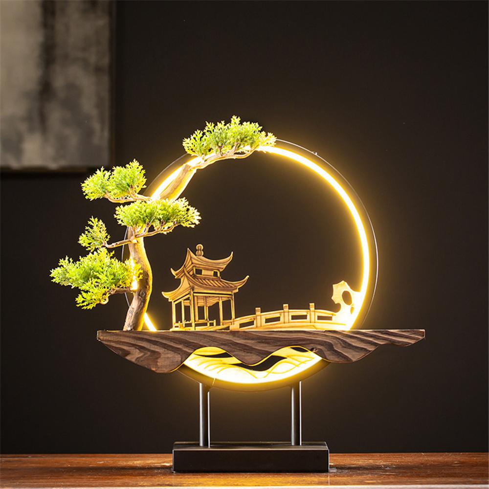 Led Light Backflow Incense Burner USB Light Circle Simulation Tree Ceramic Lotus Buddha Beads Home Office Decoration Furnishing