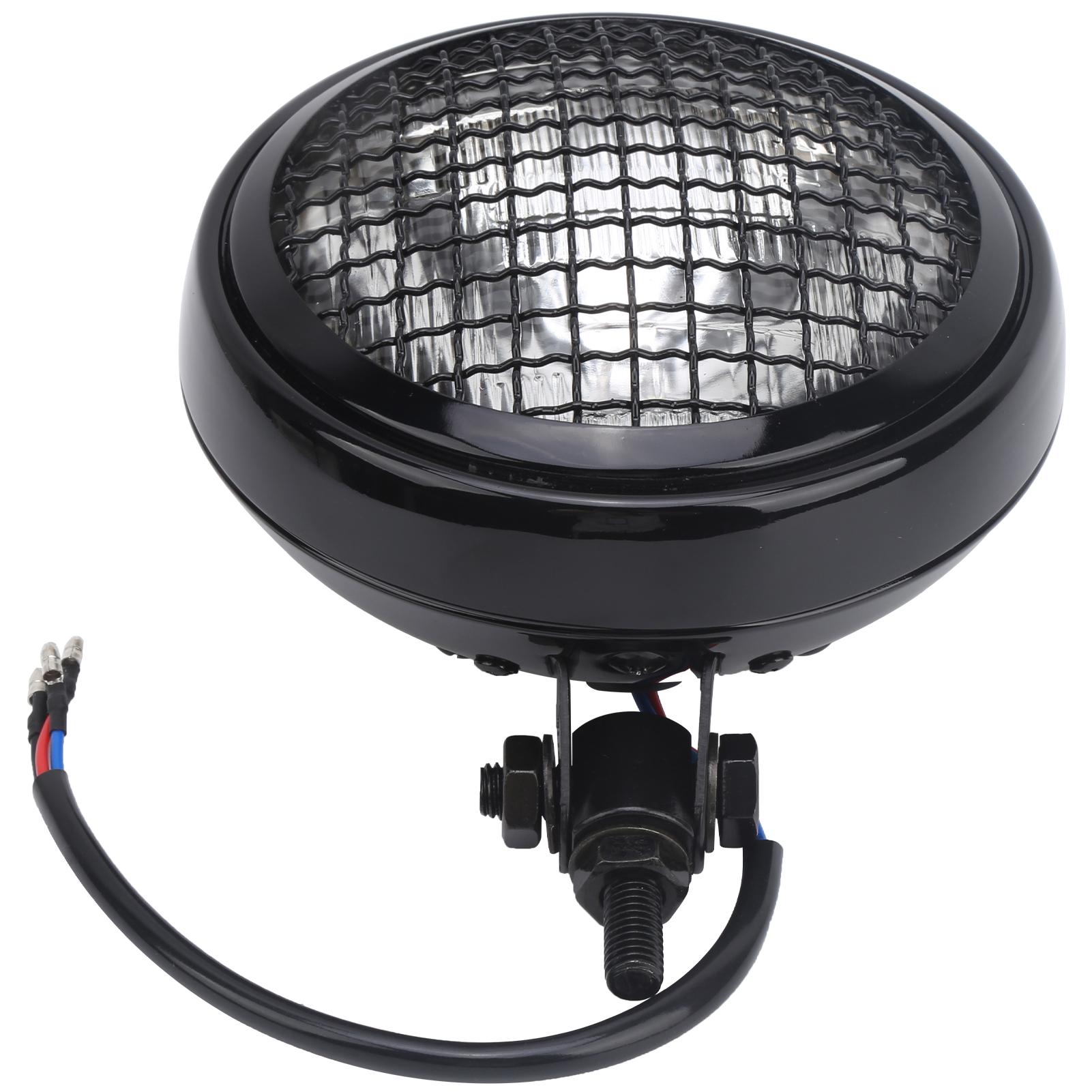 Vintage Motorcycle Headlight Round Universal Front Headlamp W Mesh Cover 12V 4300K