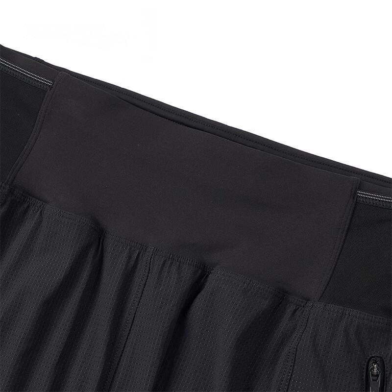 SAUCONY Solid Color Lace-Up Elastic Woven Sports Shorts Men Shorts Black SC2240193A-BK01