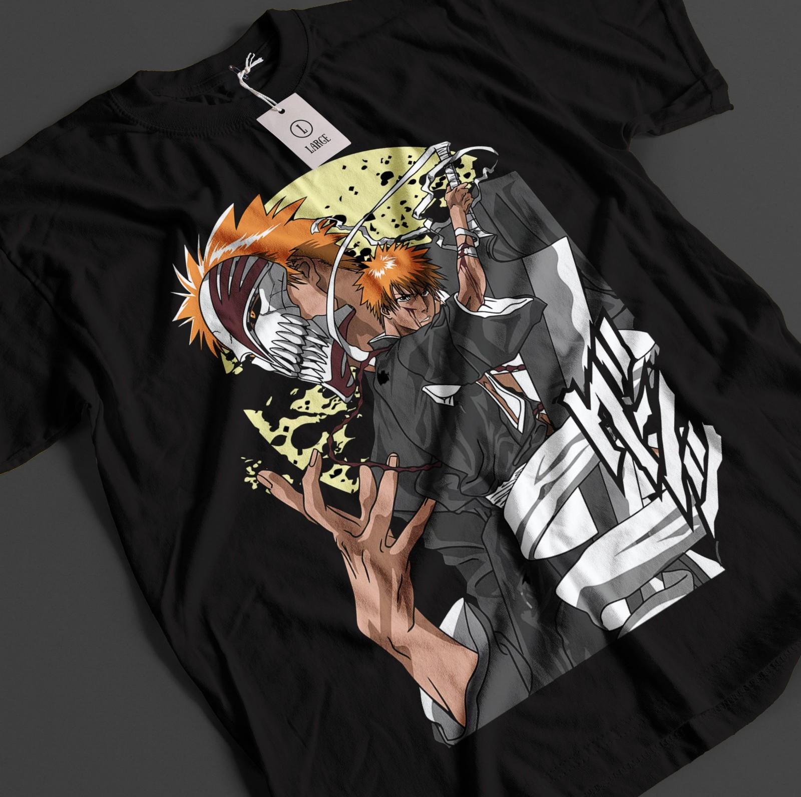 

Bleach Anime Shirt Ichigo Bankai T-Shirt Mens Womens Tees Top Byakuya Tshirt Aizen Zaraki Unisex Tee 4XL