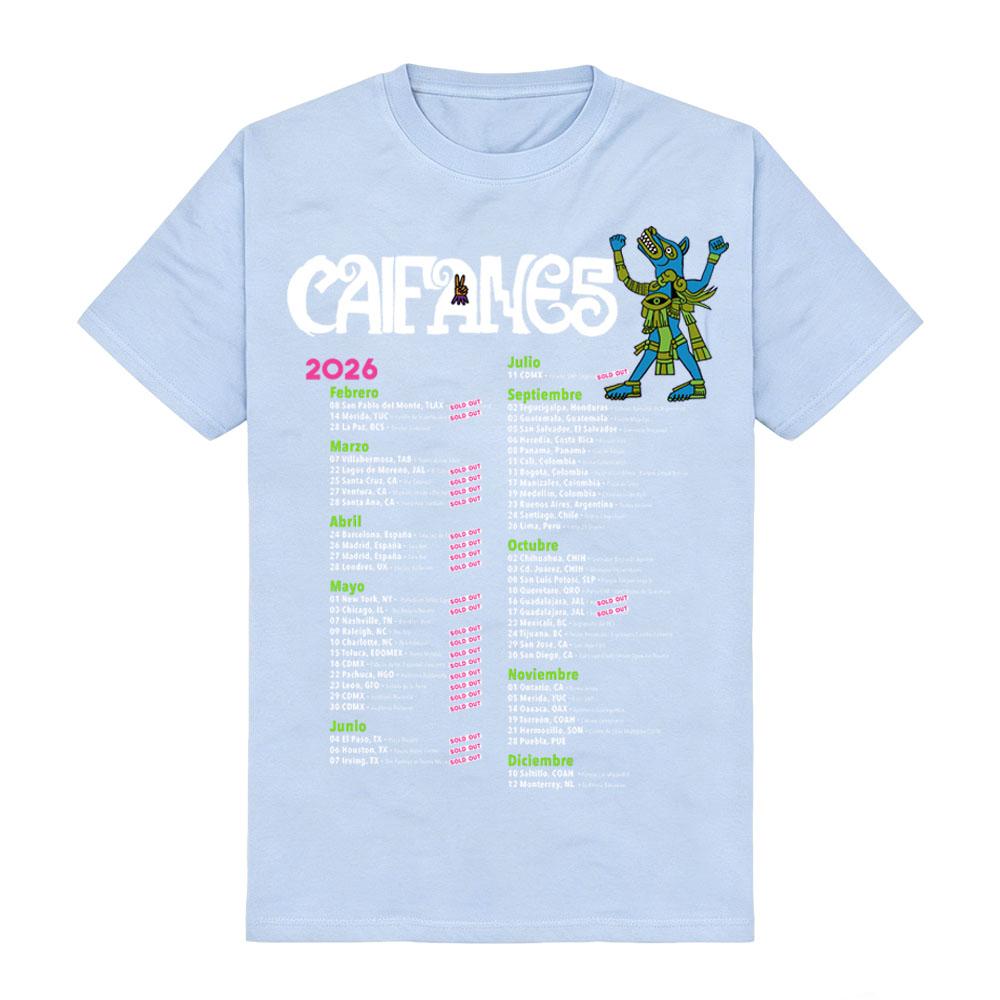 NEW Caifanes Band 2026 Tour Date T Shirt Purple Grunge Fashion Round Neck High Quality Comfortable Short Sleeve Aldult Unisex