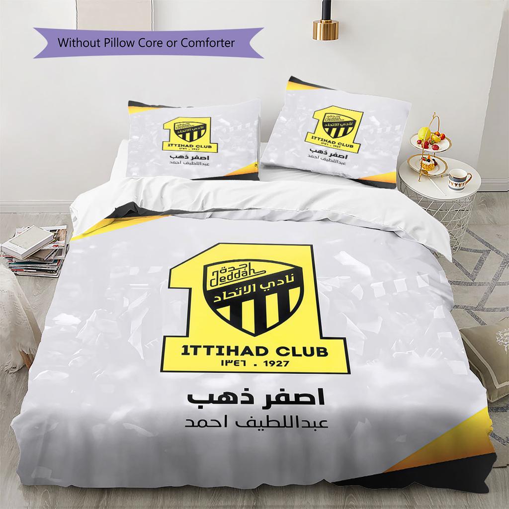 Al-Ittihad FC Pattern Bedding,Quilt Set Quilt Cover Pillowcase Home Birthday Gift(1 * duvet cover + 2 * pillowcase, without core)