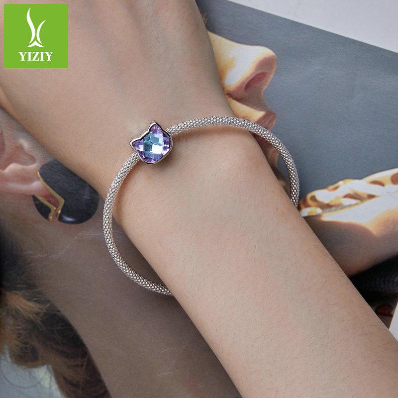 Silver Ziyun Colorful Cat S925 Silver Beads – Cute Pet DIY Bracelet Beads SCC2469