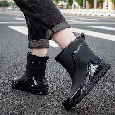 Bottes de Pluie pour Homme Nouvelles Chaussures en Caoutchouc, Antidérapantes Résistantes à l'Usure Extérieur Tendance Lavage de Voiture, Travail de Cuisine, Chaussures Imperméables pour la Mer