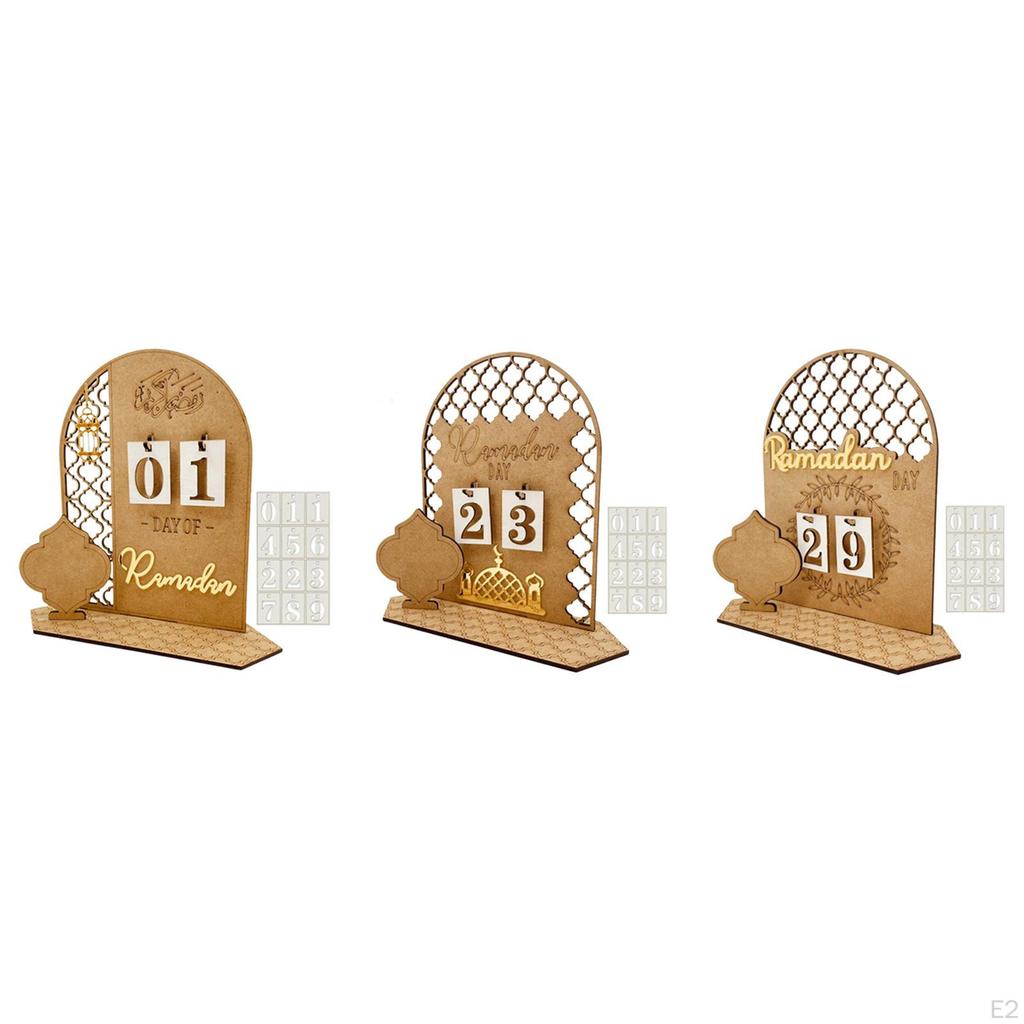 Eid Mubarak countdowns Calendar Decorative Wooden for Centerpiece