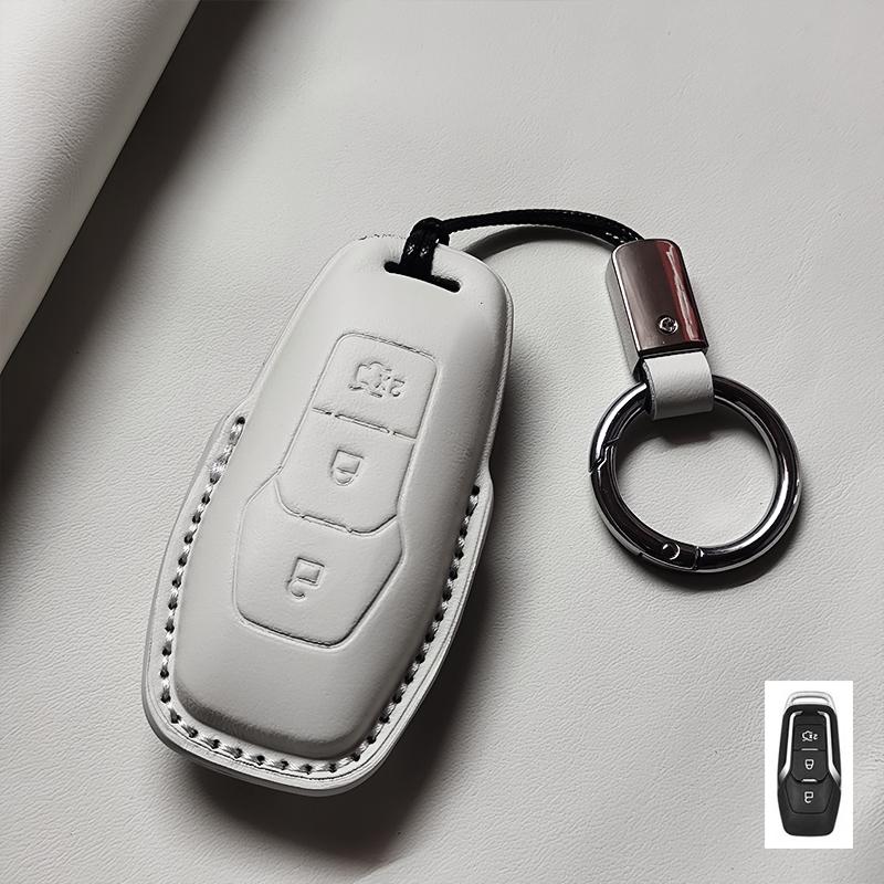 Genuine Leather Car Key Case Cover Fob For Ford Focus 3 4 St Mondeo 5 Mk5 Mustang F-150 Explorer Edge Fiesta Kuga Mk3 4 Durable