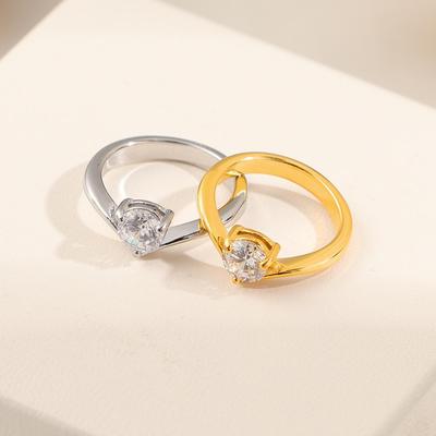 Anello in acciaio al titanio: Design Lussuoso Europeo e Americano, Diamante Singolo, Fascia da Donna Non Sbiadisce
