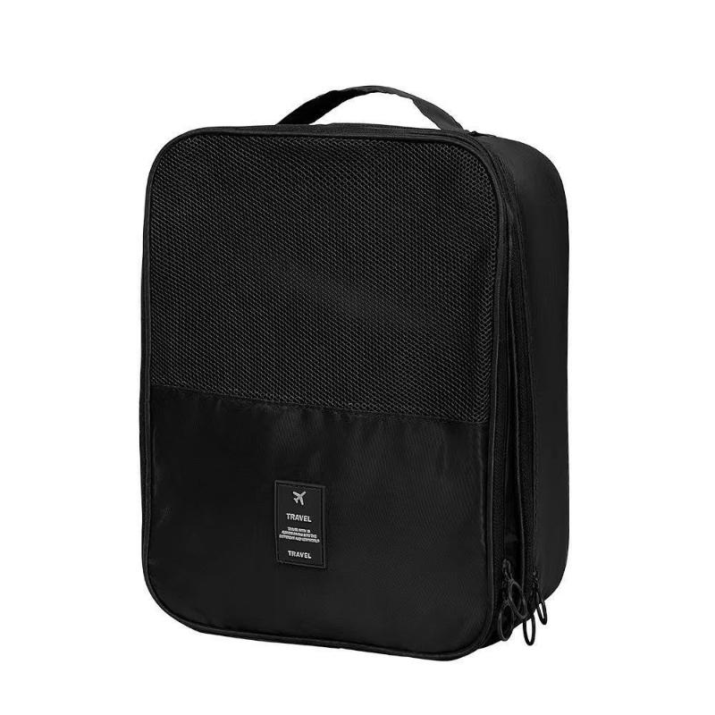 

1pc Travel Shoe Bag Breathable Mesh Storage Bag Portable Shoe Box for Multiple Pairs of Shoes Business Trips 23x13.5x30cm чёрный