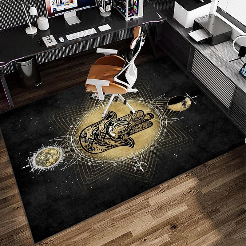 Colorful Hamsa Mandala Pattern Office Rug Chair Mat, Entryway Carpet, Suitable for Front Door, Bedroom, Living Room, Desk, Holiday Gift