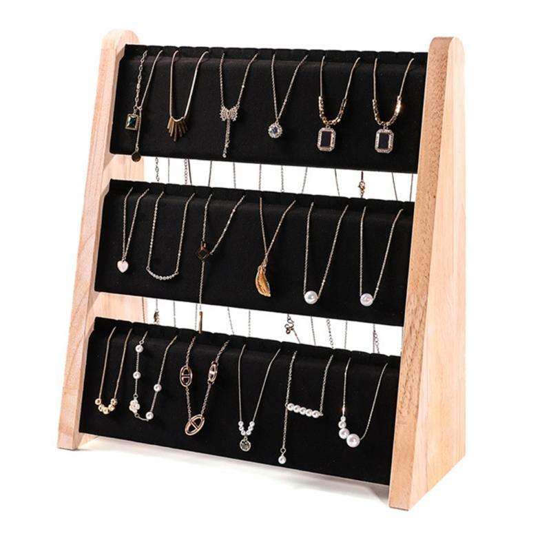 Wood Jewelry Display Stand Rack Functional Wood Jewelry Display Shelf Effective Pendant Accessory Storage Holder