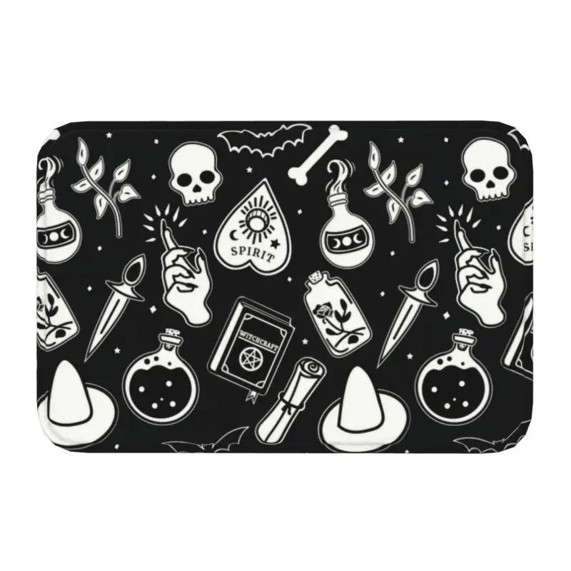

Crow Moon Door Mat Anti-Slip Kitchen Bathroom Halloween Spooky Witch Garage Floor Entrance Rug 40x60cm