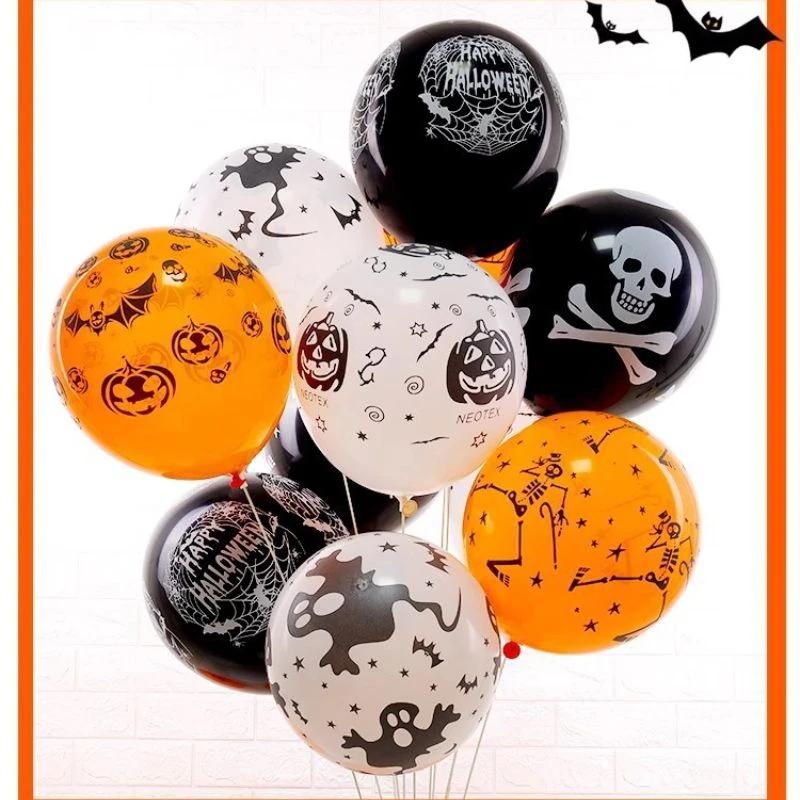50pcs Halloween Latex Balloons Inflatable Ghost Pumpkin Foil Balloon Kids Toys Halloween Party Baby Shower Decoration Supplies