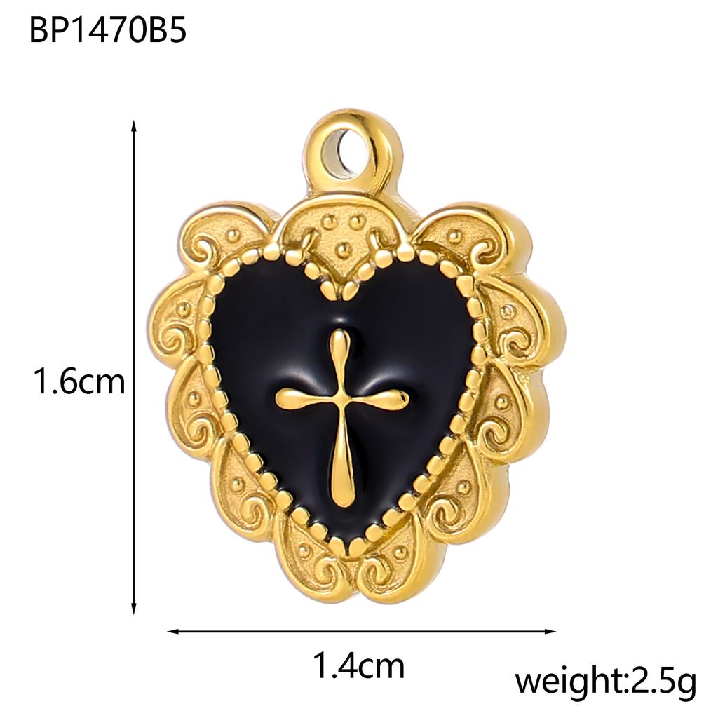 Elegant Stainless Steel Gold Plated Heart Love Cross Shell Starfish Oil Drop Pendant Charms for DIY Jewelry Making Women