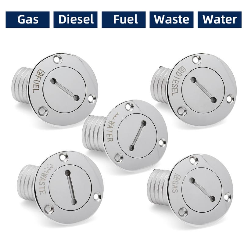 ZMFJH 45Degree 316 Stainless Steel Deck Filler Key Cap GAS DIESEL FUEL WASTE WATER 1.5" 2" Deck Filler Cap for Marine Boat Yacht