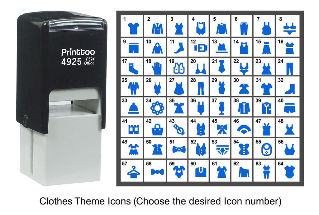 Printtoo Clothes Theme Icons Rubber Stamp Self Inking Stamper 24 Mm