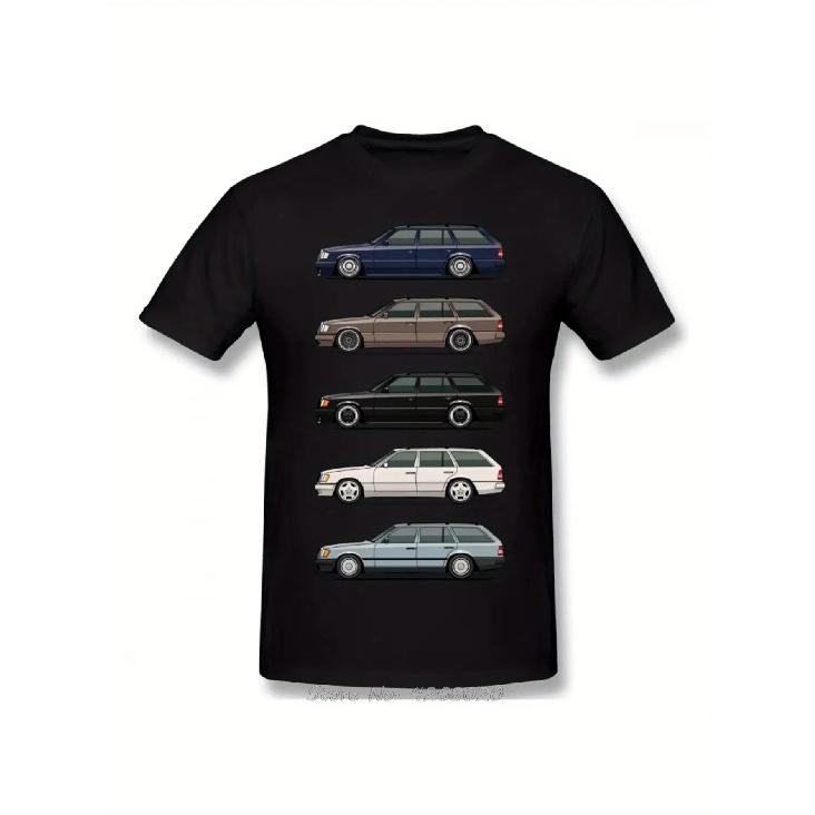 Men'S Classic New W124 S124 E Class Short Sleeve T-Shirt | 100%, Crew Neck, Micro Stretch Knitted Fabric, Regular Fit, Suitable for All Seasons