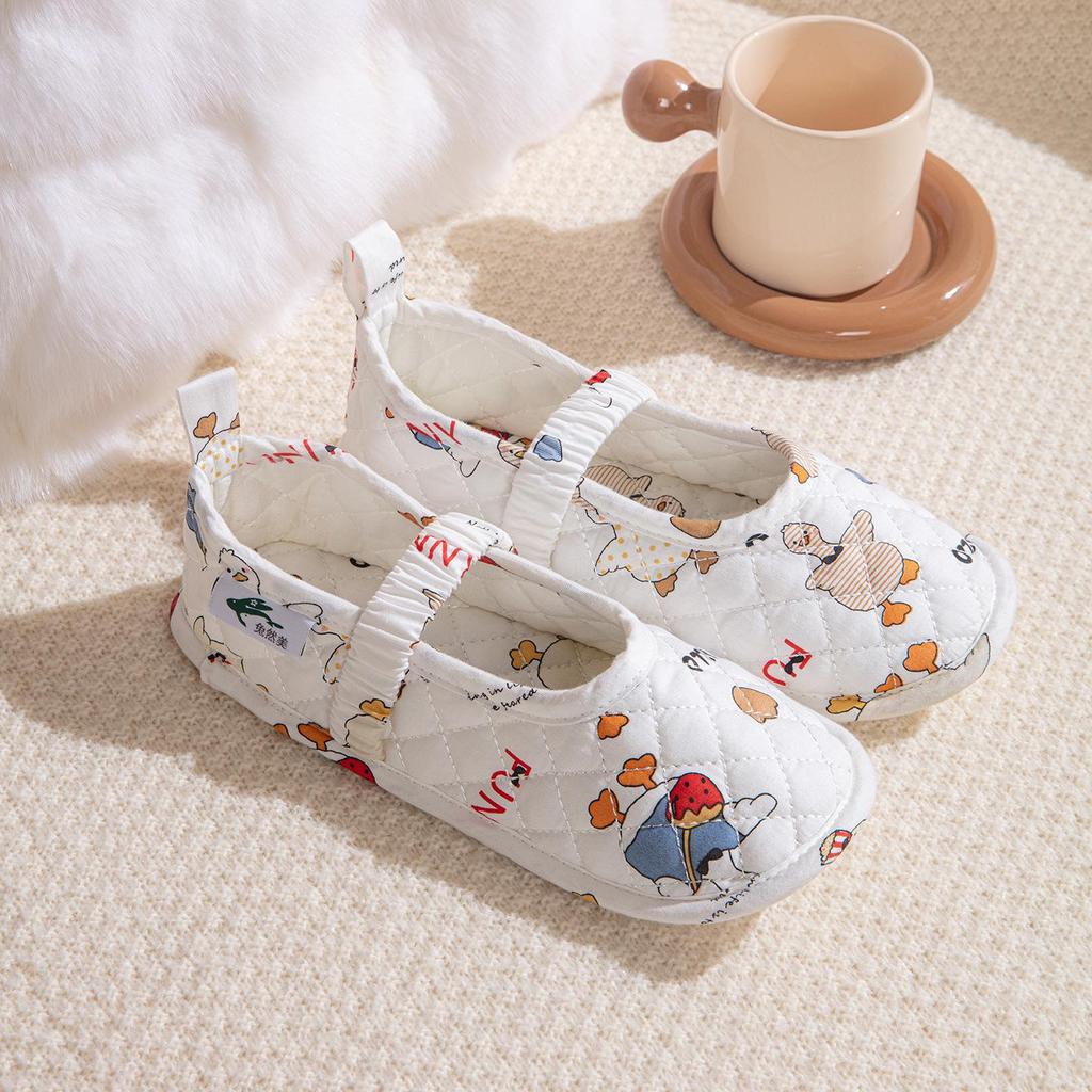 Maternity Non-Slip Breathable Cotton Slippers: Soft, Closed Heel, Thin Style for Home and Wood Floors.