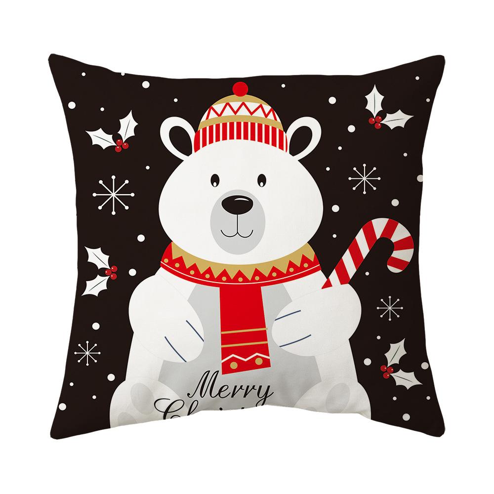 Cute Cartoon Snowman Santa Claus Print Pattern Cushion Cover Home Living Room Sofa Decoration Square Pillow Pillow Cover