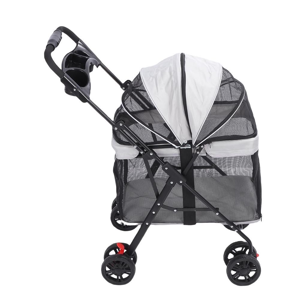 Pet Stroller Folding Cat Stroller 4 Wheels Dog Wagon with Sun Shades and Cup Holder for Travel