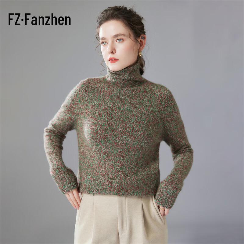 Fanzhen Damen Pullover mit Rollkragen aus dicker Kaschmir-Mischung