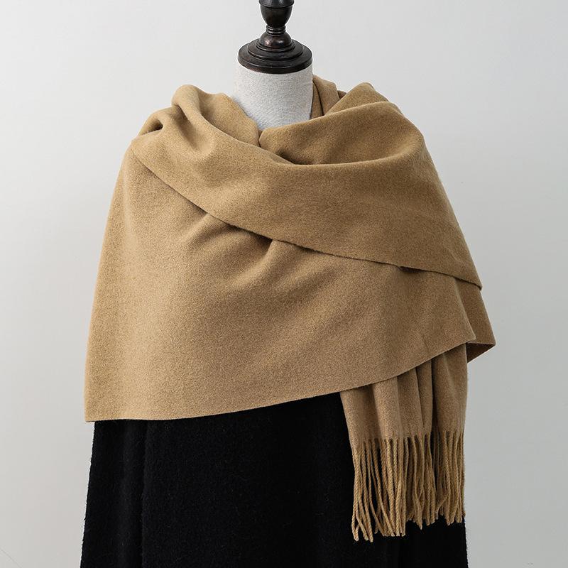 Wool Scarf Korean Style Atmosphere Double Sided Scarf Women's Autumn and Winter Warm Men's Shawl Versatile Cashmere Scarf