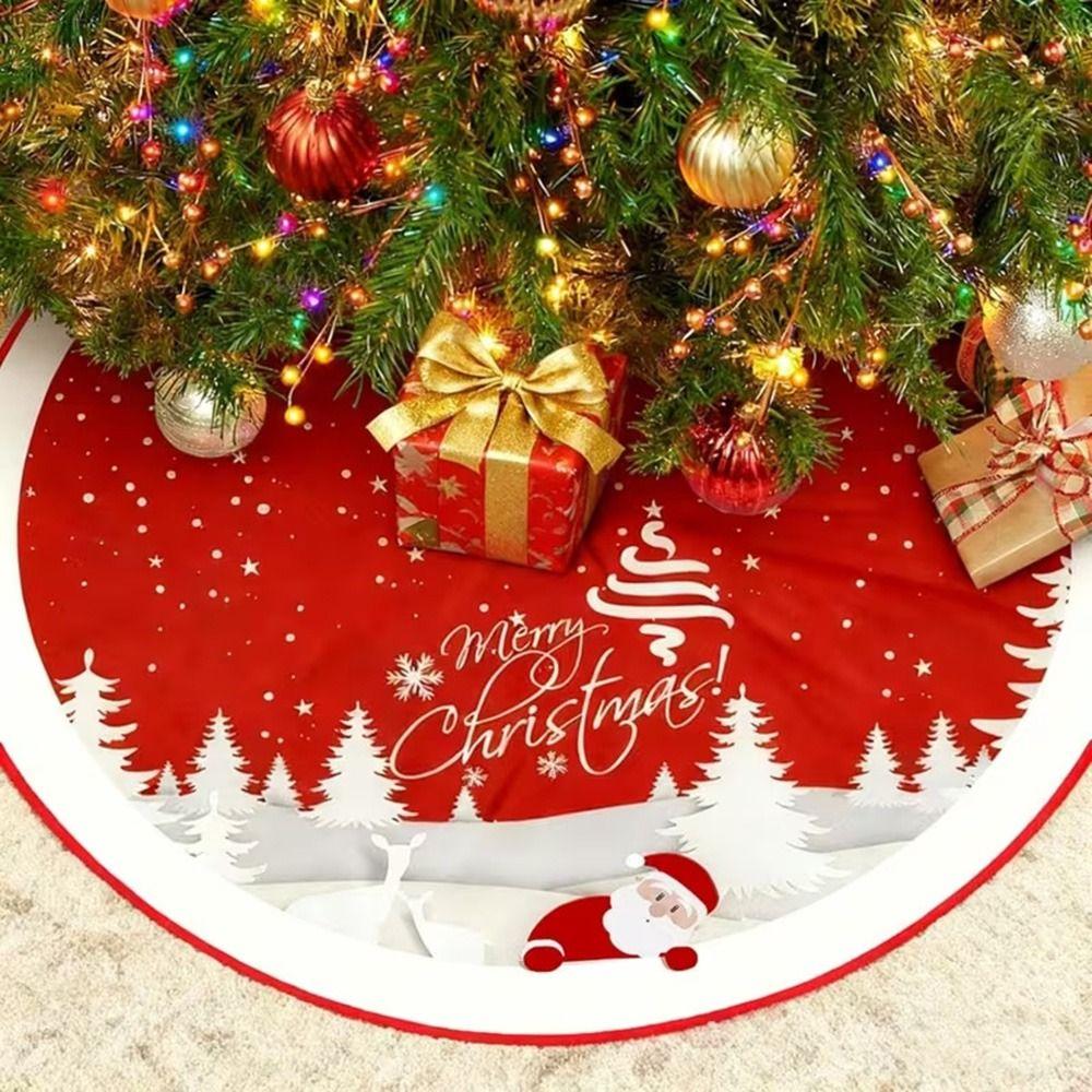 Fabric Christmas Tree Base Cover Round Shape Round Tree Skirt Holiday Home Decor