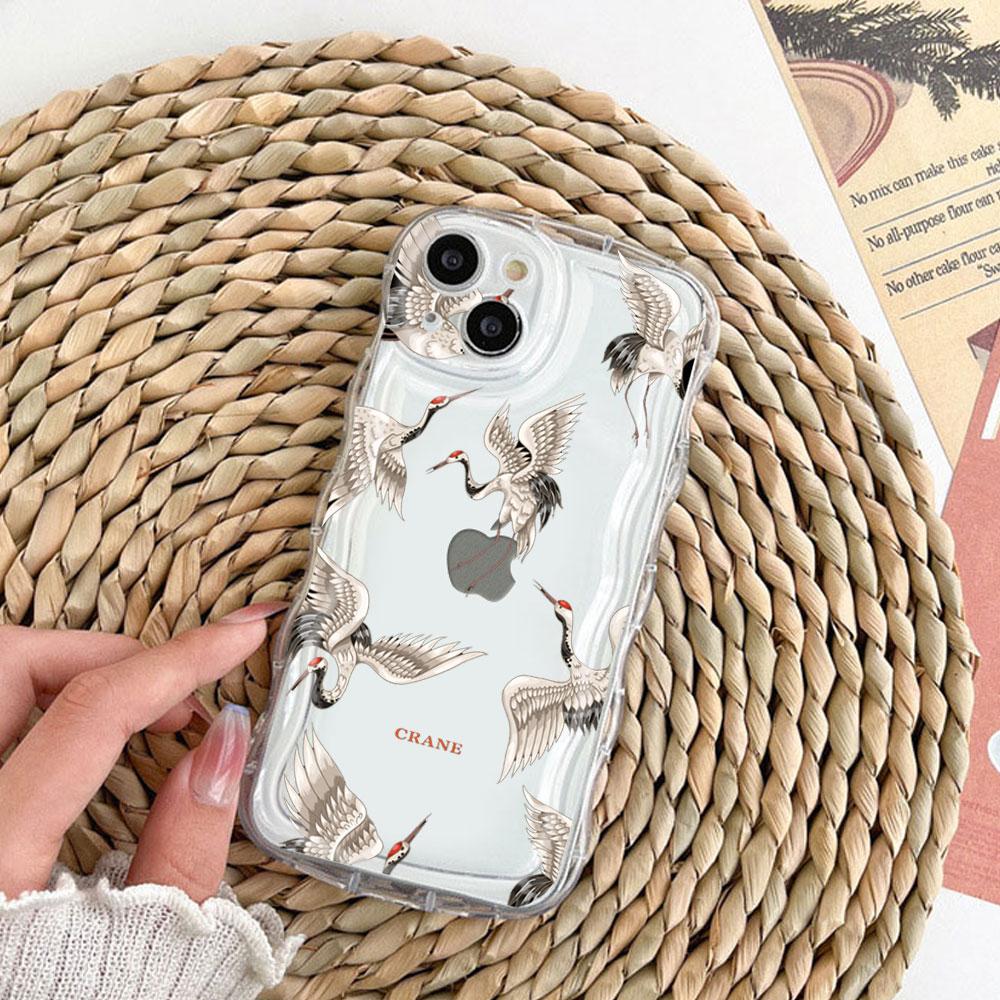 Crane Wave Chinese Style Phone Cases for IPhone 11 12 14 13 Pro Max Shell for IPhone 8 7 Plus SE20 XR XS MAX X Shockproof Covers