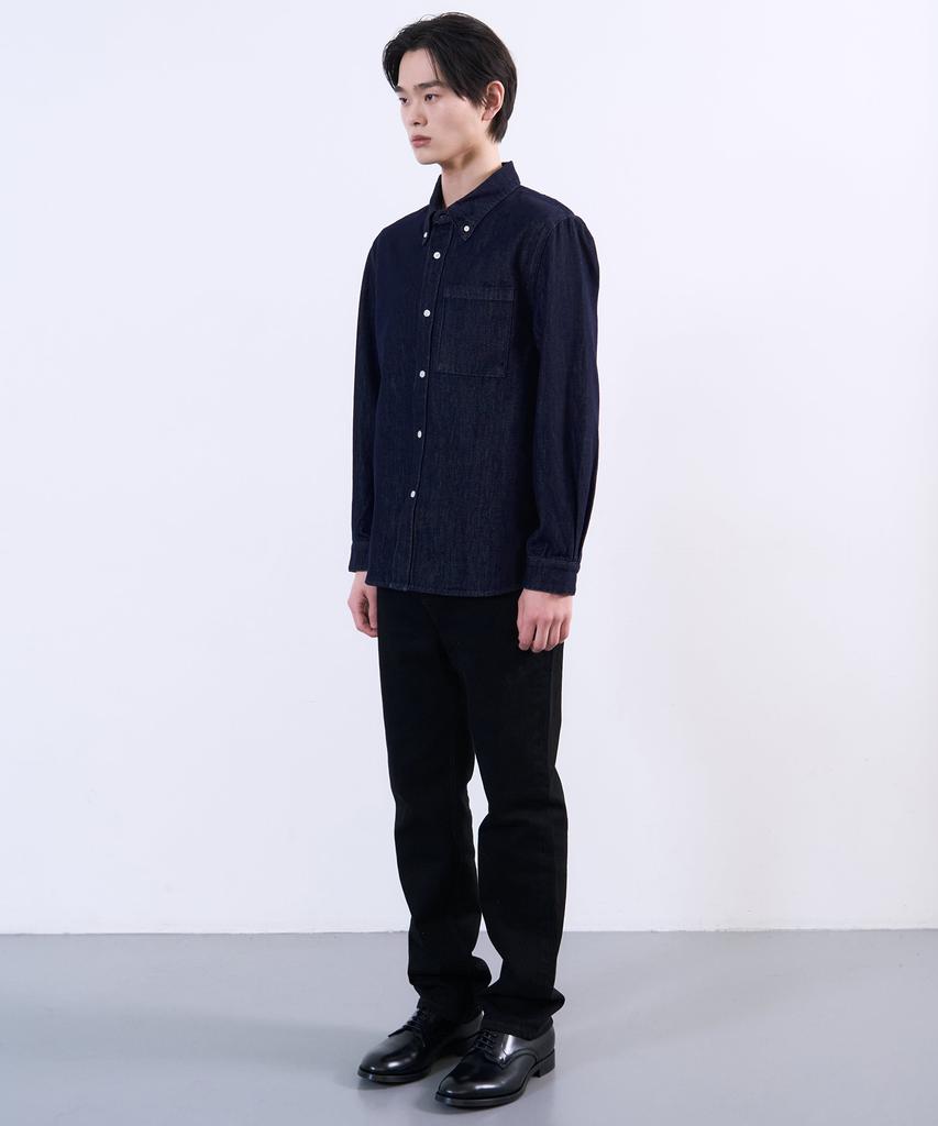 PLAC Non-Fade Long Sleeve Denim Shirt Deep Blue