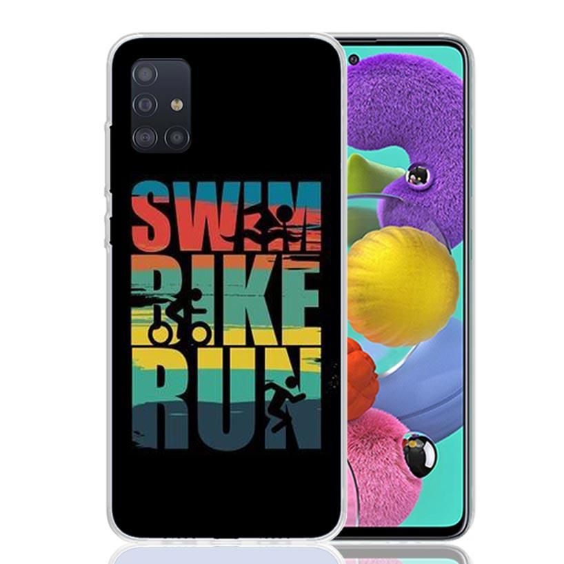 Triathlon Swim Bike Run Phone Case for Samsung Galaxy A52 A51 A50S A12 A22 A32 A72 A10S A30S A31 A71 Note 20 Ultra 10 Plus S10 G