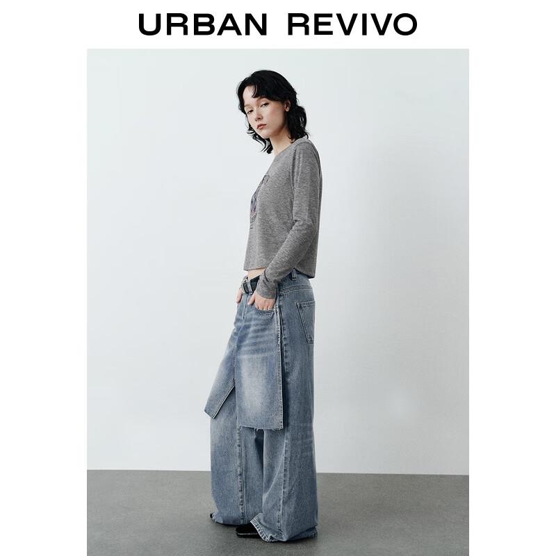 

UR 2025 Осень Женские Джинсы Пэчворк Широкие