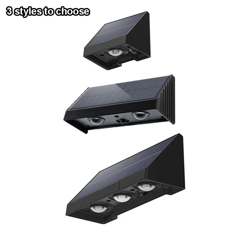 Solar Wall Lights 1/2/3 LED Lenses Fence Lights Solar Powered Waterproof Exterior House Number Lighting for Patio Balcony Sign