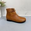 Johnature Retro Short Boots With Side Zipper Genuine Leather Soft Sole Comfortable Women's Shoes