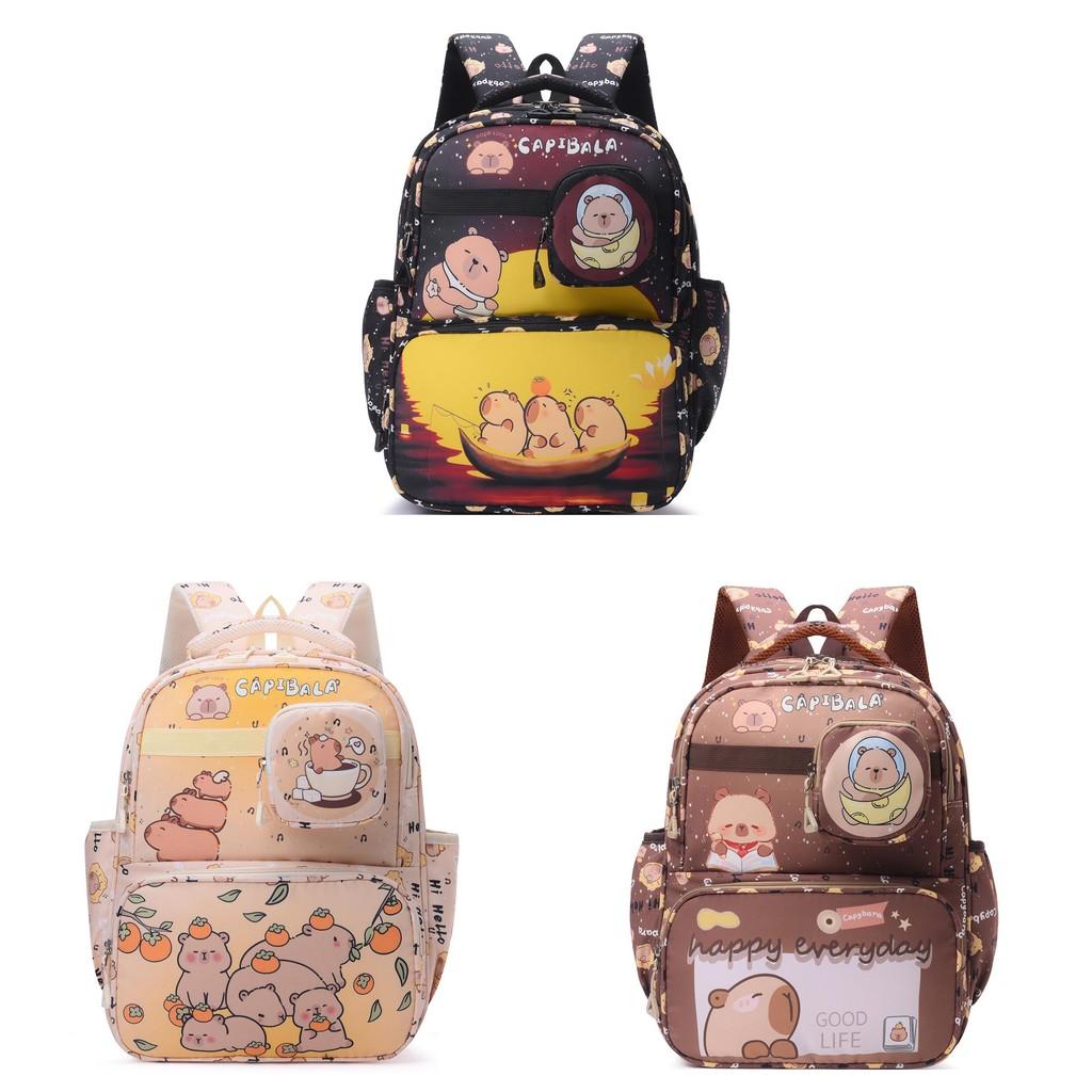 Cartoon Capybara Child Backpack Large Capacity Breathable Anti Water Splashing