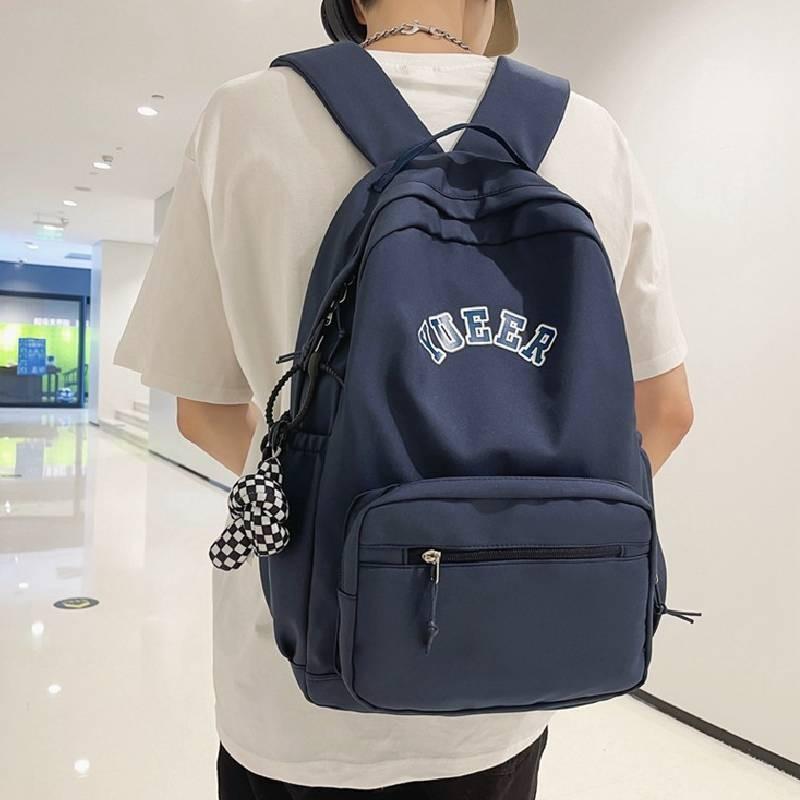 Simple Solid Color Letter Pattern Student Casual Backpacks For Daily Use And School Travel