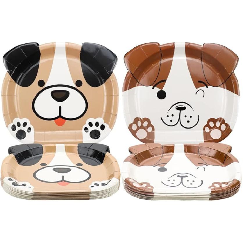 Dog Shaped Dinner Plates, Dog Birthday Party Disposable Plates, Dog Themed Party Tableware for Birthday, Party, Baby Shower, Puppy Theme Party 40