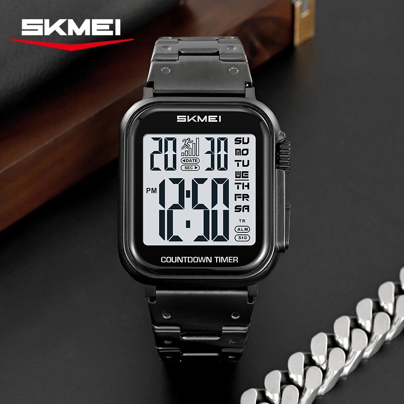 Skmei 2447 New Fashion Luxury Men's Electronic Watch Waterproof Large Dial Square Countdown Calendar Digital Watch Reloj Hombre