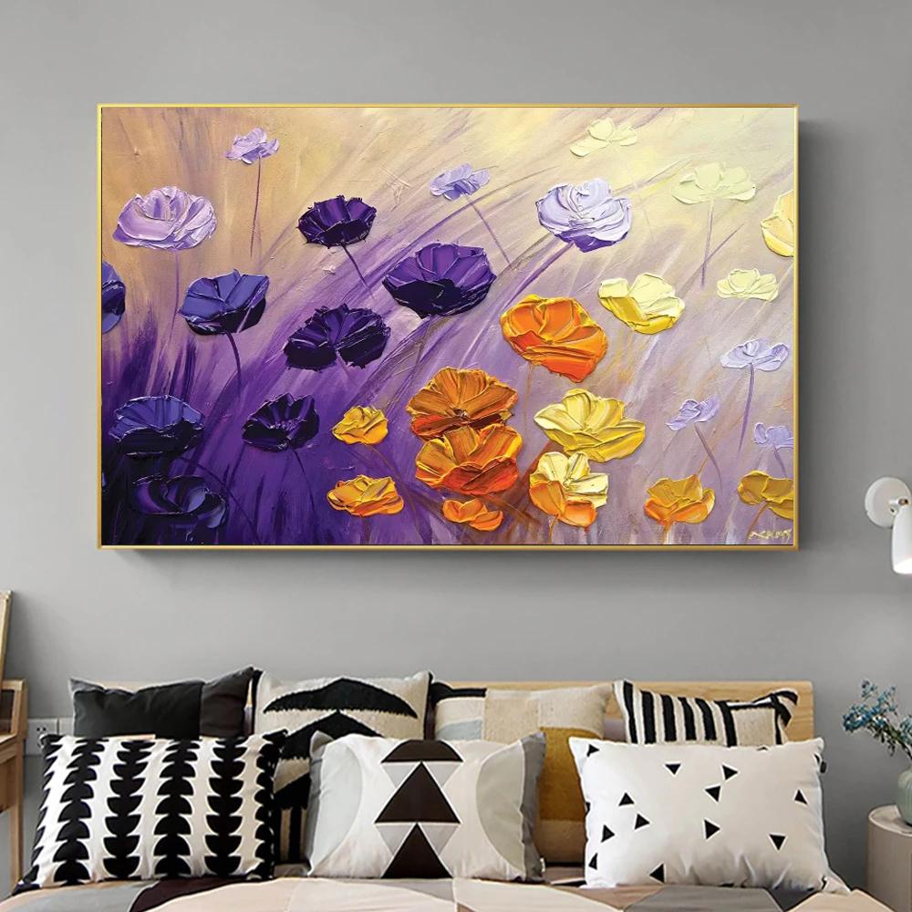 Nordic Kunst Baum Blumen Landschaft Leinwand Kunst Poster und Drucke Abstrakte Ölgemälde Wand Bilder für Wohnzimmer Wohnkultur
