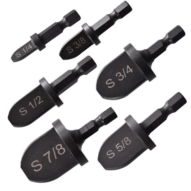 6-Piece British Electric Drill Hexagonal Copper Tube Reamer Set for Air Conditioner Repair