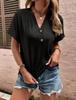European American Style Spring Summer Women Tops Short Sleeves Twist Button Solid Colors Fashion