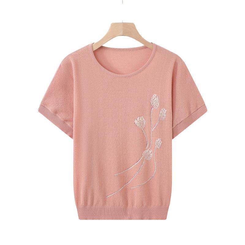 2026 Summer Fashion Knit Top: Age-Defying Short-Sleeve T-Shirt for Middle-Aged & Elderly Women