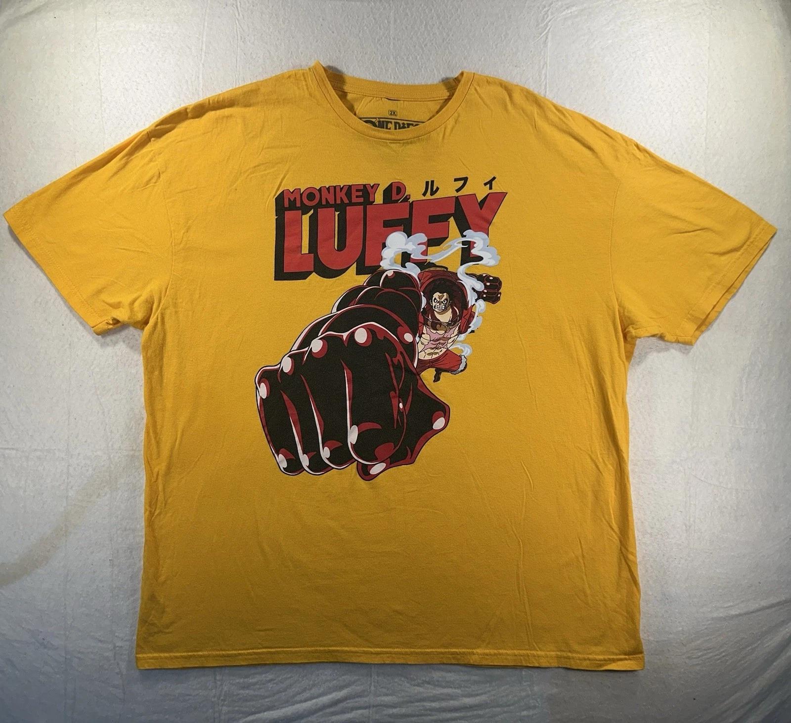 One Piece Monkey D Luffy Gear Fourth Fist Anime T Shirt Yellow 2XL Cotton Top S