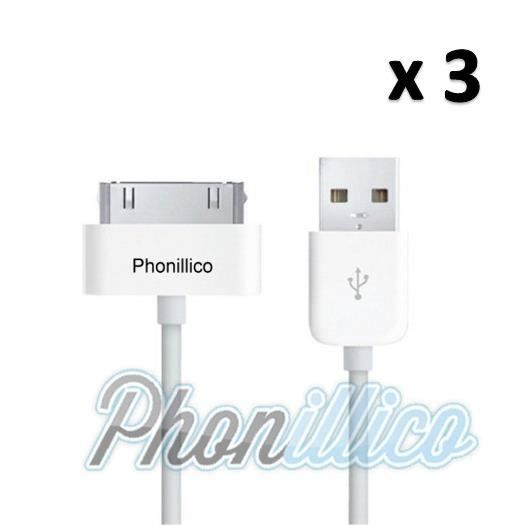 Set de 3 cabluri USB albe compatibile cu iPad 2/3/4 - Phonillico®