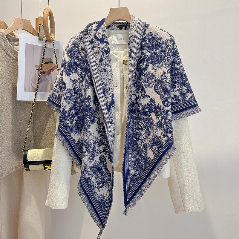 Women's Faux Cashmere Winter Scarf Thick Warm Pashmina Wrap Soft Shawl Kerchief Blanket New Design for Cold Weather