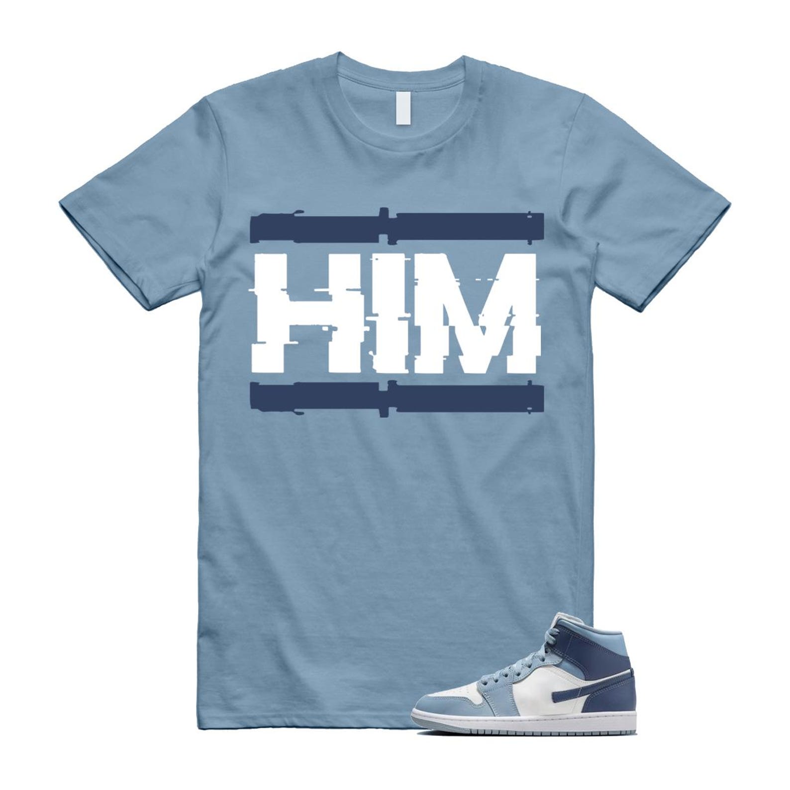 1 Diffused Blue Grey White Mid T Shirt Match HIM M