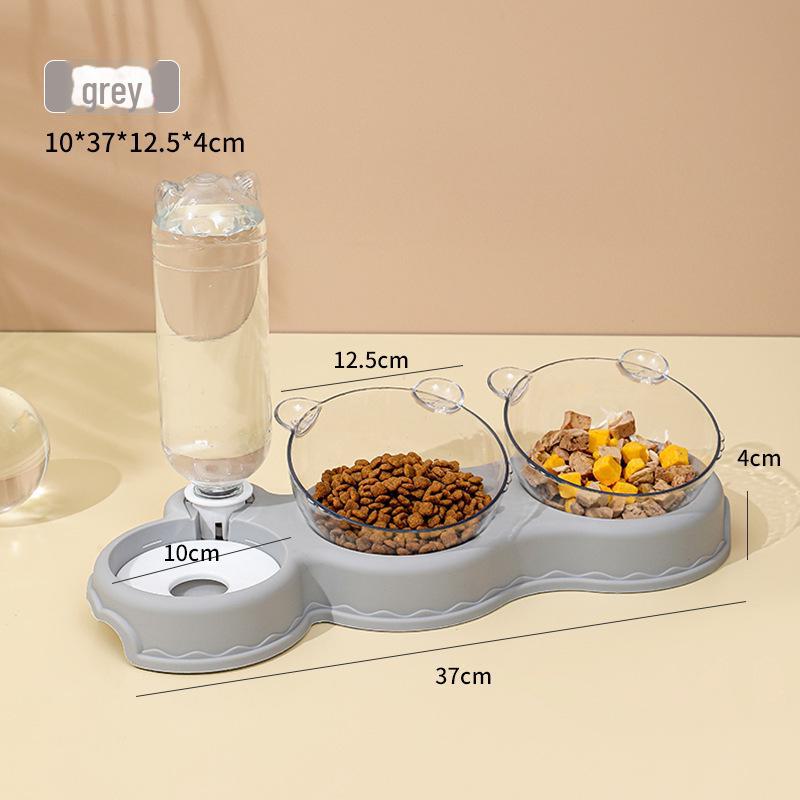 Dreifach-Napfset für Katzen und Hunde: Auslaufsicherer Doppelnapf mit automatischer Wasserzufuhr