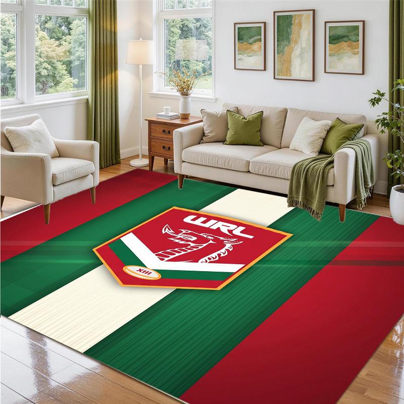 Wales Rugby Design Kristall-Samt Teppich Weiche Dekorative Matte für Schlafzimmer Eingang